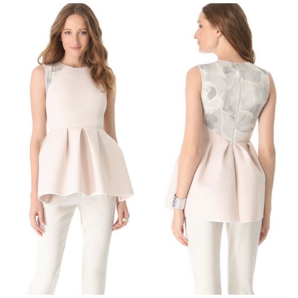 NWT Kaelen Neoprene & Cotton Sateen Peplum Top